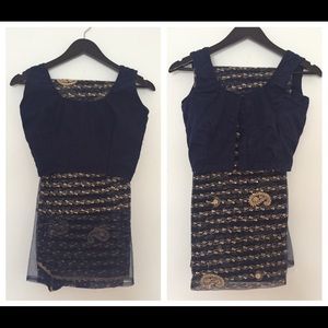 🆕  Navy blue with gold color work Saree